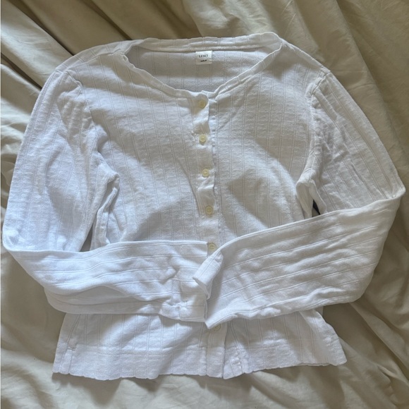 Leset Pointelle Classic Crew Cardigan Size Medium - Picture 2 of 3